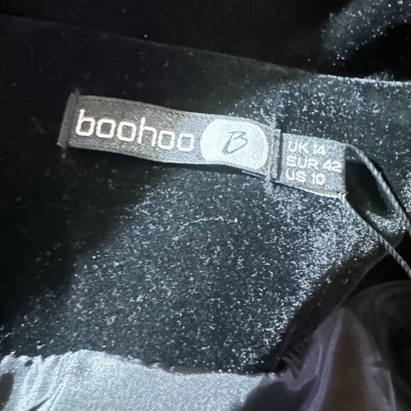 Boohoo Amy Boutique Velvet Admiral Jacket Military Embroidered Black Size 10 - Picture 8 of 13